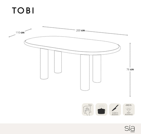 Table à manger laquée TOBI 200cm