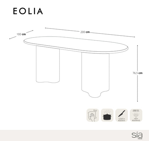 Table à manger micro-ciment XL EOLIA 200cm