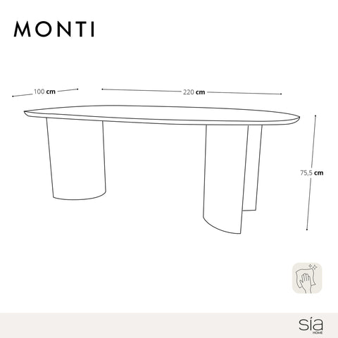 Table à manger MONTI noyer foncé 220cm