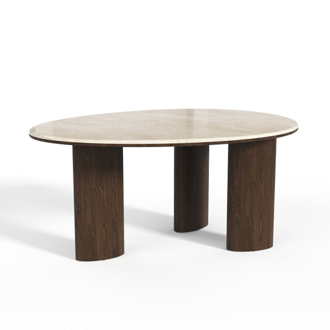 Table à manger LUCCA marbre et bois noyer foncé 160cm