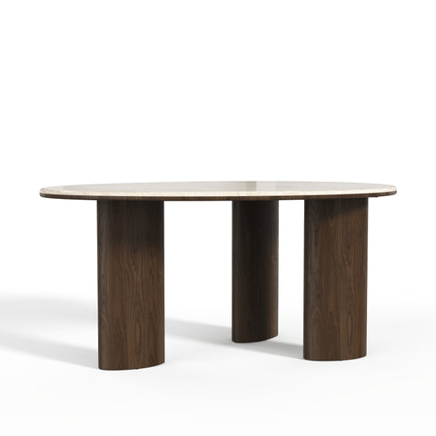 Table à manger LUCCA marbre et bois noyer foncé 160cm