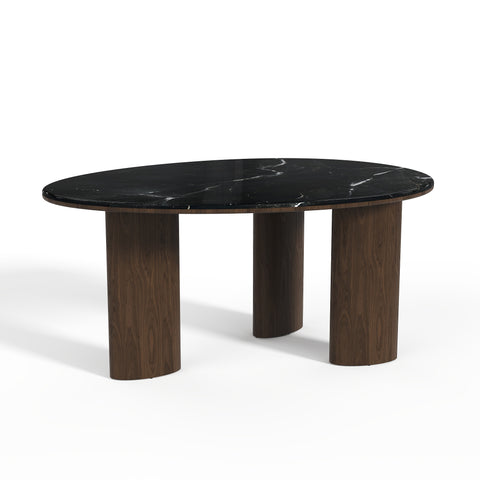 Table à manger LUCCA marbre et bois noyer foncé 160cm