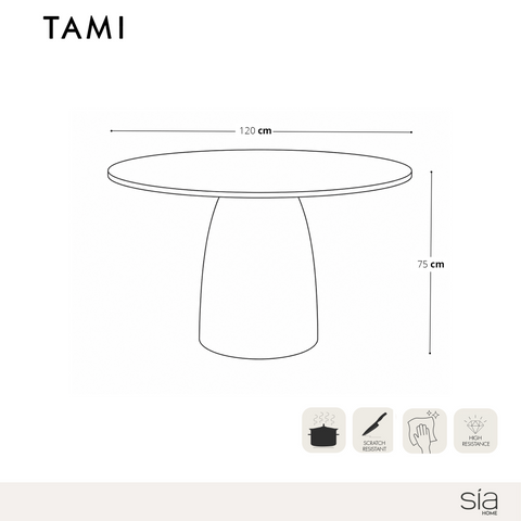 Table à manger TAMI céramique et bois noyer 120cm