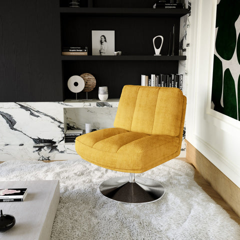 Fauteuil TIMELESS pied chrome velours côtelé