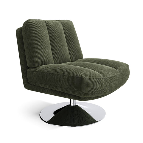 Fauteuil TIMELESS pied chrome velours côtelé