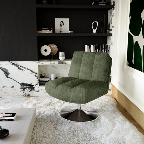 Fauteuil TIMELESS pied chrome velours côtelé
