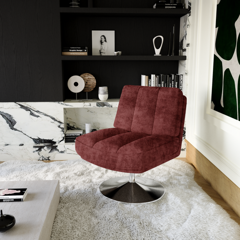 Fauteuil TIMELESS pied chrome velours texturé