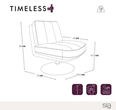 Fauteuil TIMELESS pied chrome velours texturé