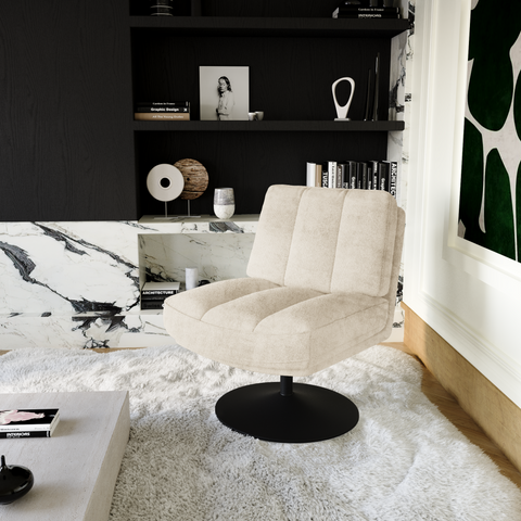 Fauteuil TIMELESS pied noir velours texturé