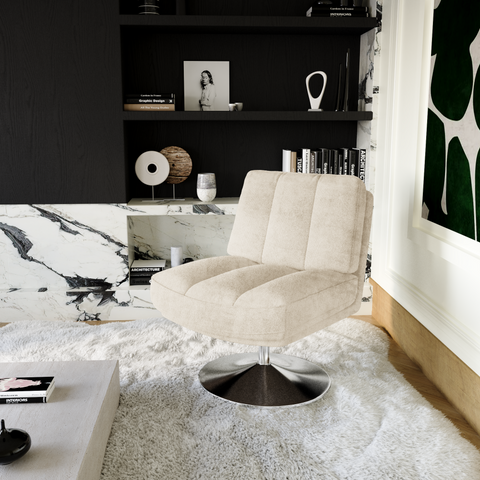 Fauteuil TIMELESS pied chrome velours texturé