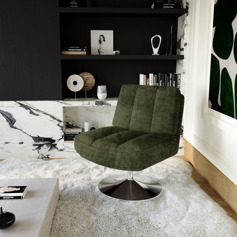 Fauteuil TIMELESS pied chrome velours texturé