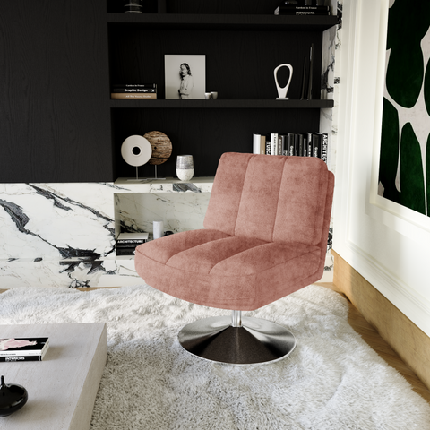 Fauteuil TIMELESS pied chrome velours texturé