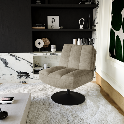 Fauteuil TIMELESS pied noir velours texturé