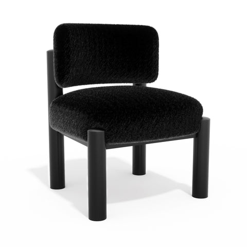 Fauteuil TOM fausse fourrure pieds noirs