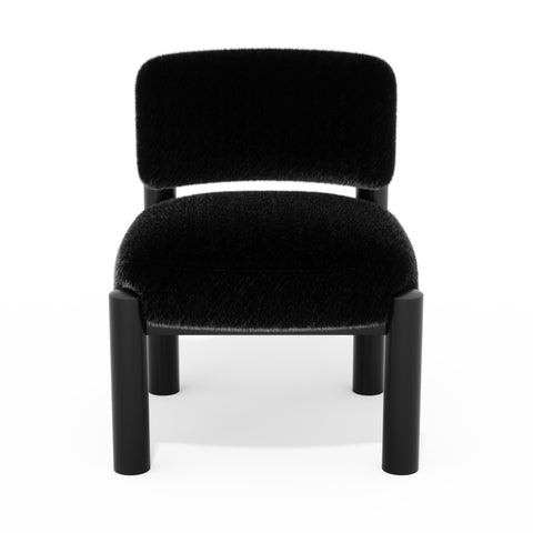 Fauteuil TOM fausse fourrure pieds noirs