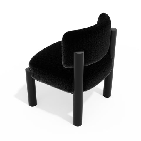 Fauteuil TOM fausse fourrure pieds noirs