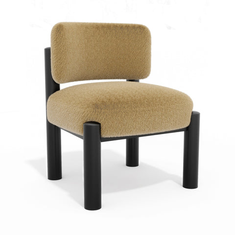 Fauteuil TOM fausse fourrure pieds noirs
