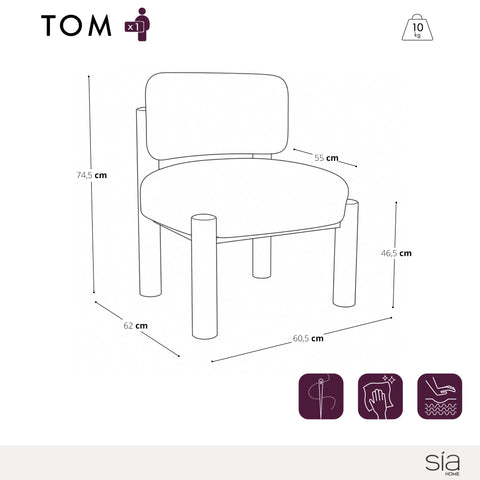 Fauteuil TOM fausse fourrure pieds noirs