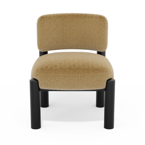 Fauteuil TOM fausse fourrure pieds noirs