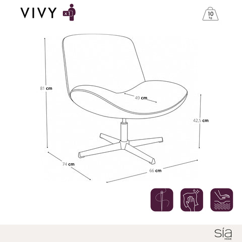 Fauteuil VIVY pivotant velours côtelé