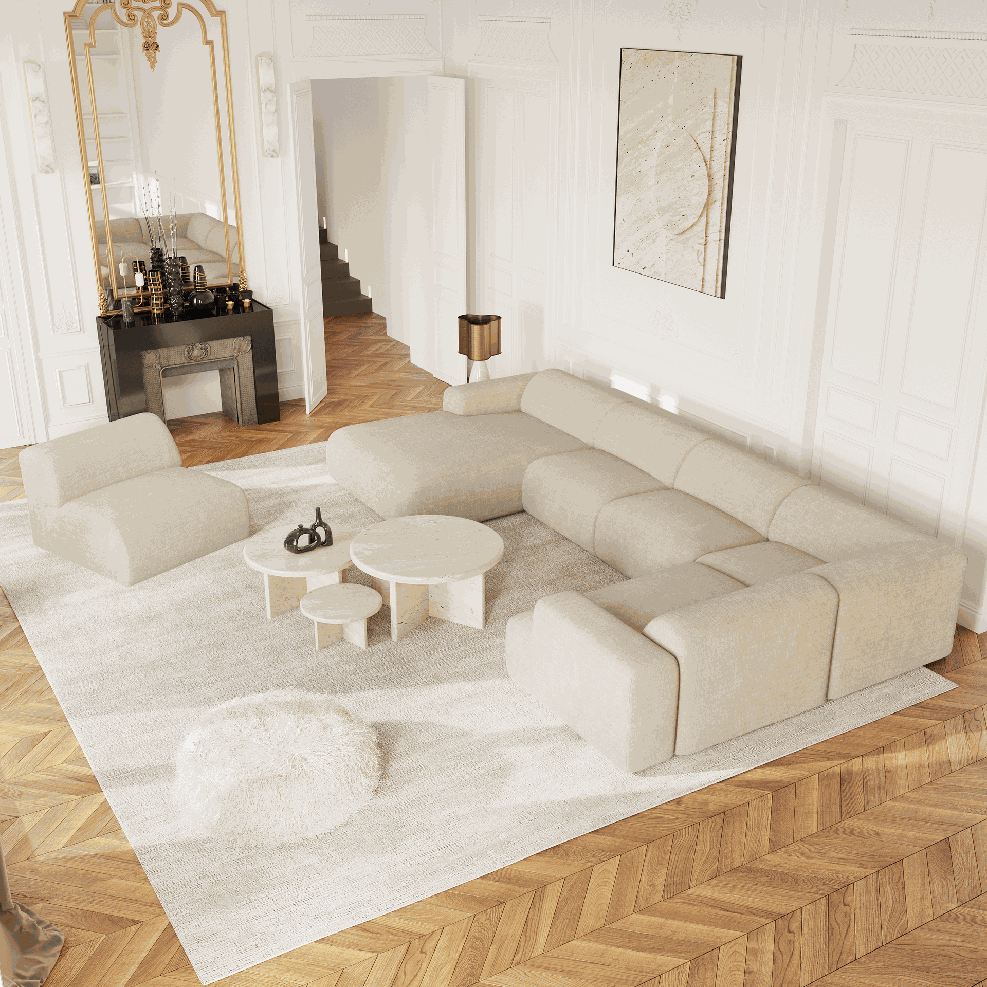 Canapé panoramique gauche MYRA Velours texturé– Sia Home