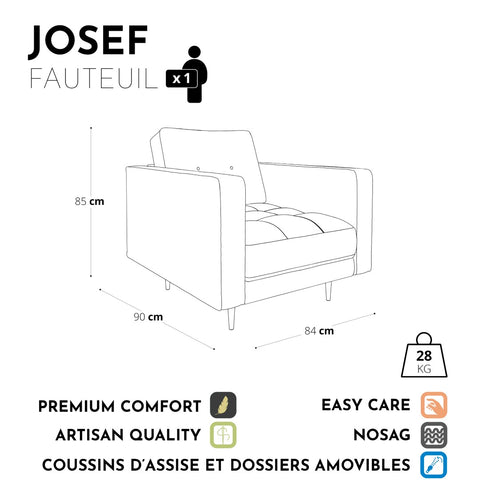 Fauteuil JOSEF Tissu tramé