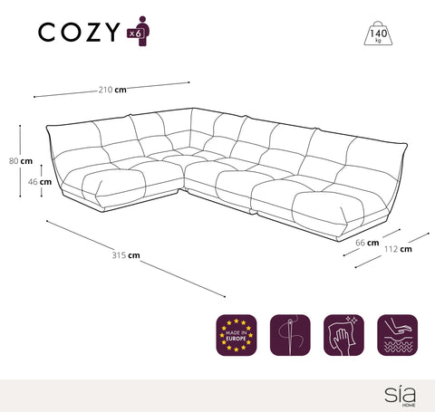 Canapé grand angle gauche COZY Velours