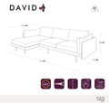 Canapé d'angle gauche DAVID Tissu tramé
