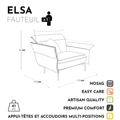 Fauteuil ELSA Tissu tramé