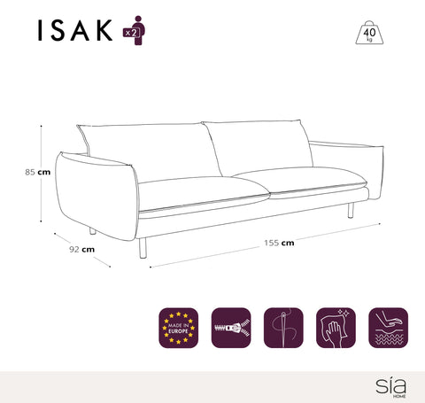 Canapé 2 places ISAK Tissu effet cuir vintage