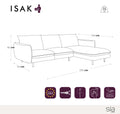 Canapé d'angle droit ISAK Tissu tramé