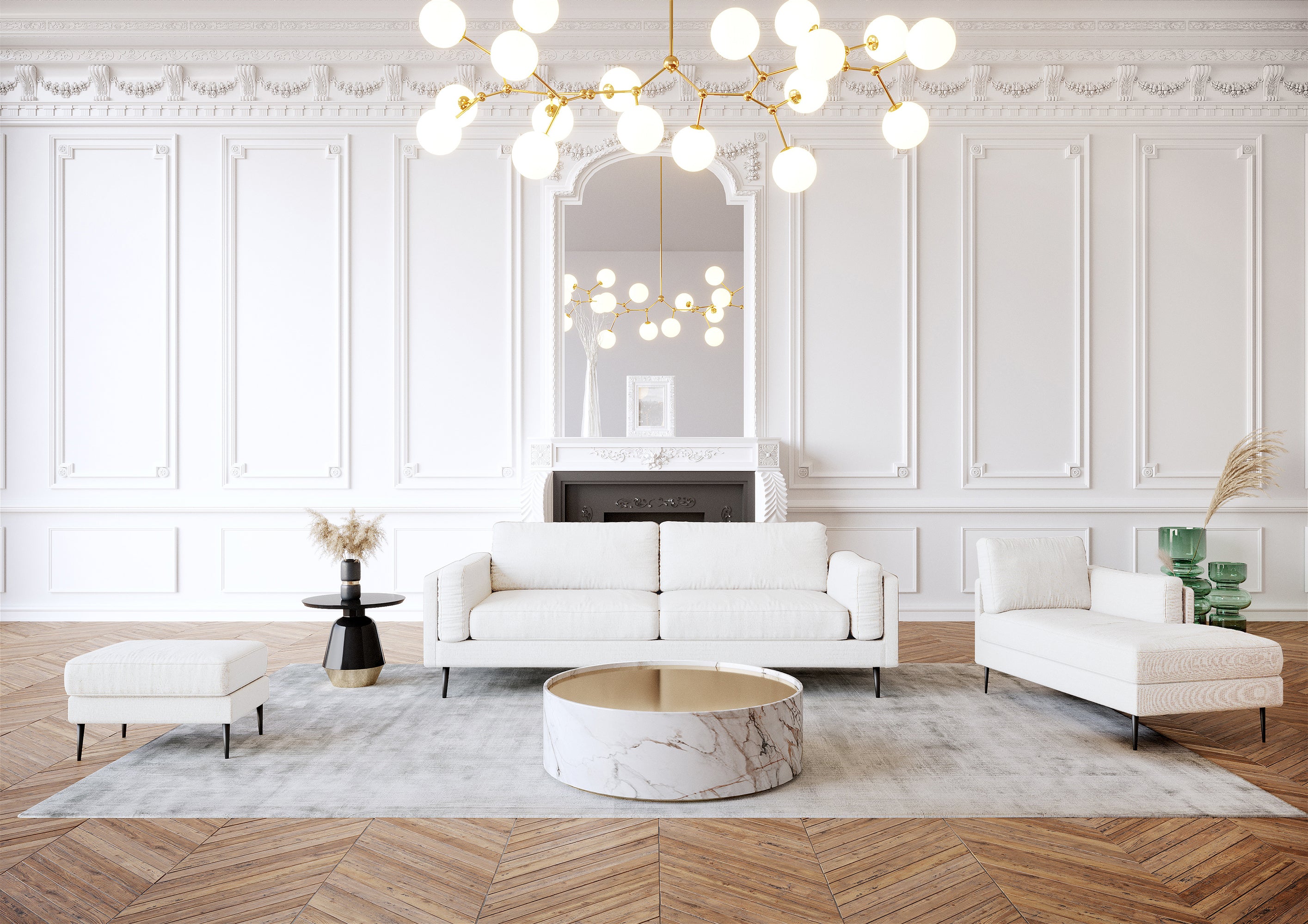 Méridienne droite MIKAEL Tissu tramé– Sia Home