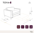 Loveseat convertible express TOVA Tissu tramé - Matelas Dunlopillo 80cm