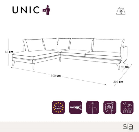 Canapé grand angle gauche UNIC Tissu tramé