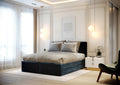 Ensemble de lit CASSIOPE Velours 180X200cm (tête de lit, sommier à coffres, matelas et surmatelas)