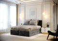 Ensemble de lit CASSIOPE Velours 180X200cm (tête de lit, sommier à coffres, matelas et surmatelas)