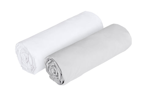 Lot de 2 draps housse ERIK Percale blanc de coton 90x190cm