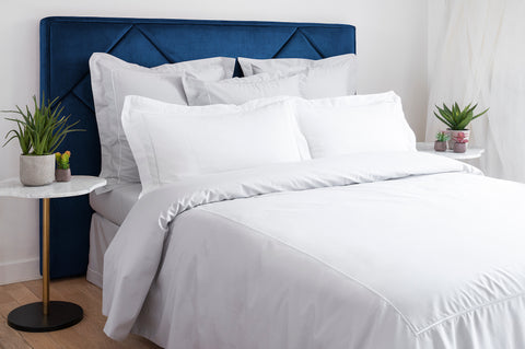 Lot de 2 draps housse ERIK Percale blanc de coton 90x190cm
