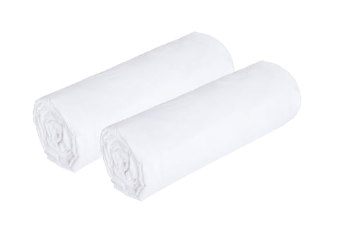 Lot de 2 draps housse ERIK Percale blanc de coton 90x190cm