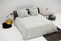 Parure de lit réversible IDA Satin de coton Bleu marine et blanc 260x240cm