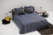 Parure de lit réversible IDA Satin de coton Bleu marine et blanc 240x220cm