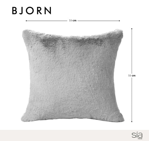 Lot de 2 coussins Bjorn carrés en fausse fourrure 59x59cm