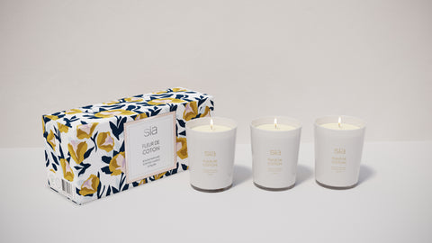 Lot de 3 bougies parfumées - Fleur de coton