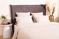 Parure de lit FRO à rayures beiges en coton et lin 240x220cm