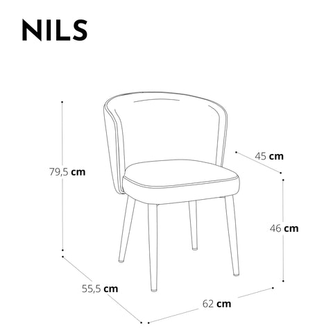 Set de 2 chaises NILS Velours pieds bicolores