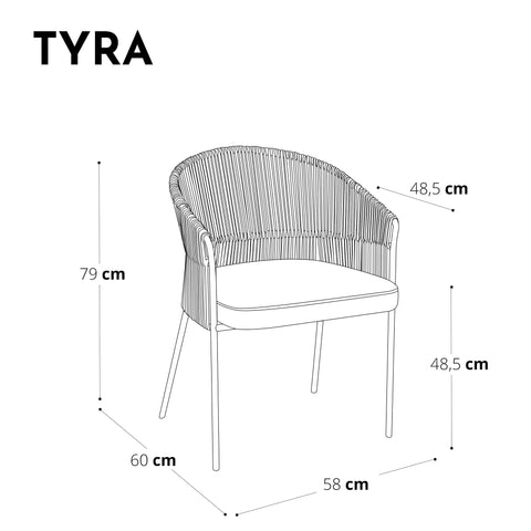 Set de 2 chaises TYRA Corde et velours pieds noirs