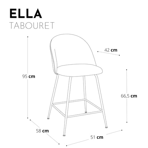 Set de 2 Tabourets de bar ELLA Velours pieds dorés