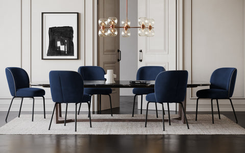 Set de 2 chaises INGRID Velours pieds noirs
