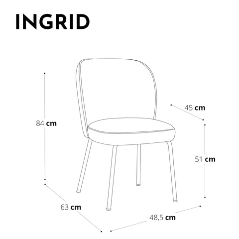 Set de 2 chaises INGRID Velours pieds noirs