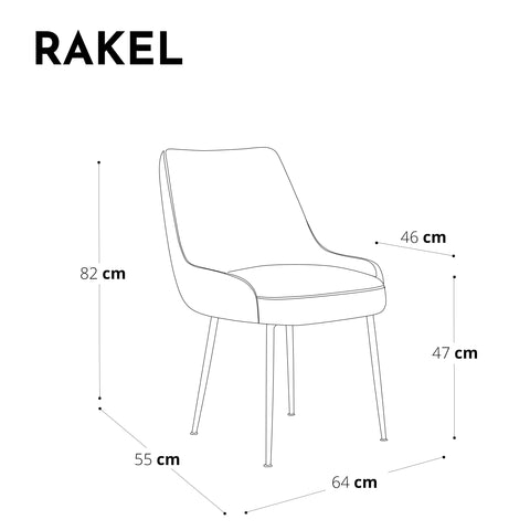 Set de 2 Chaises RAKEL Tissu tramé toucher doux pieds noirs